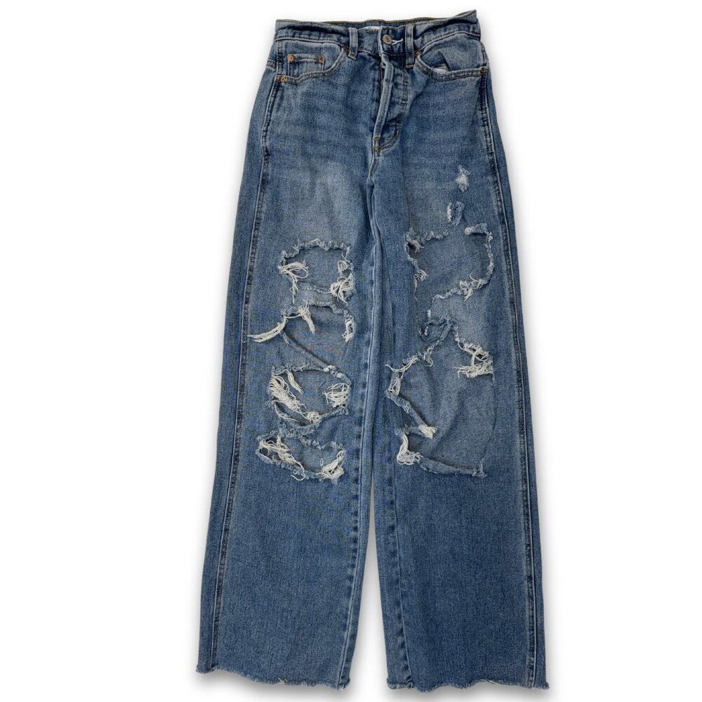 Pacsun Super Distressed Baggy Jeans | 24" | Hardcore Ripped Jeans